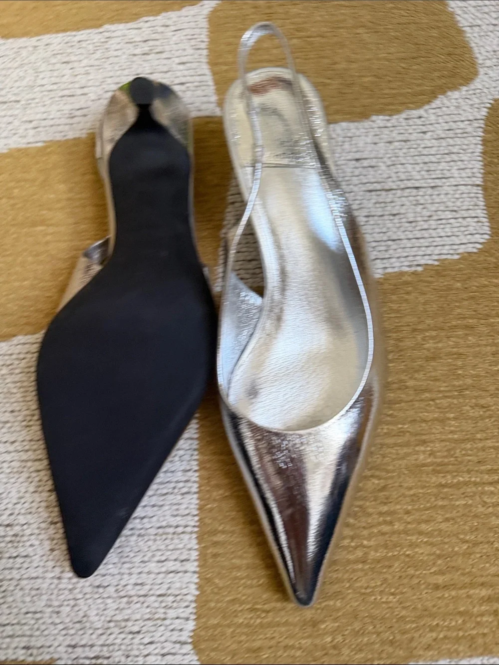 Jeffrey Campbell Silver Pointed Slingback Heels